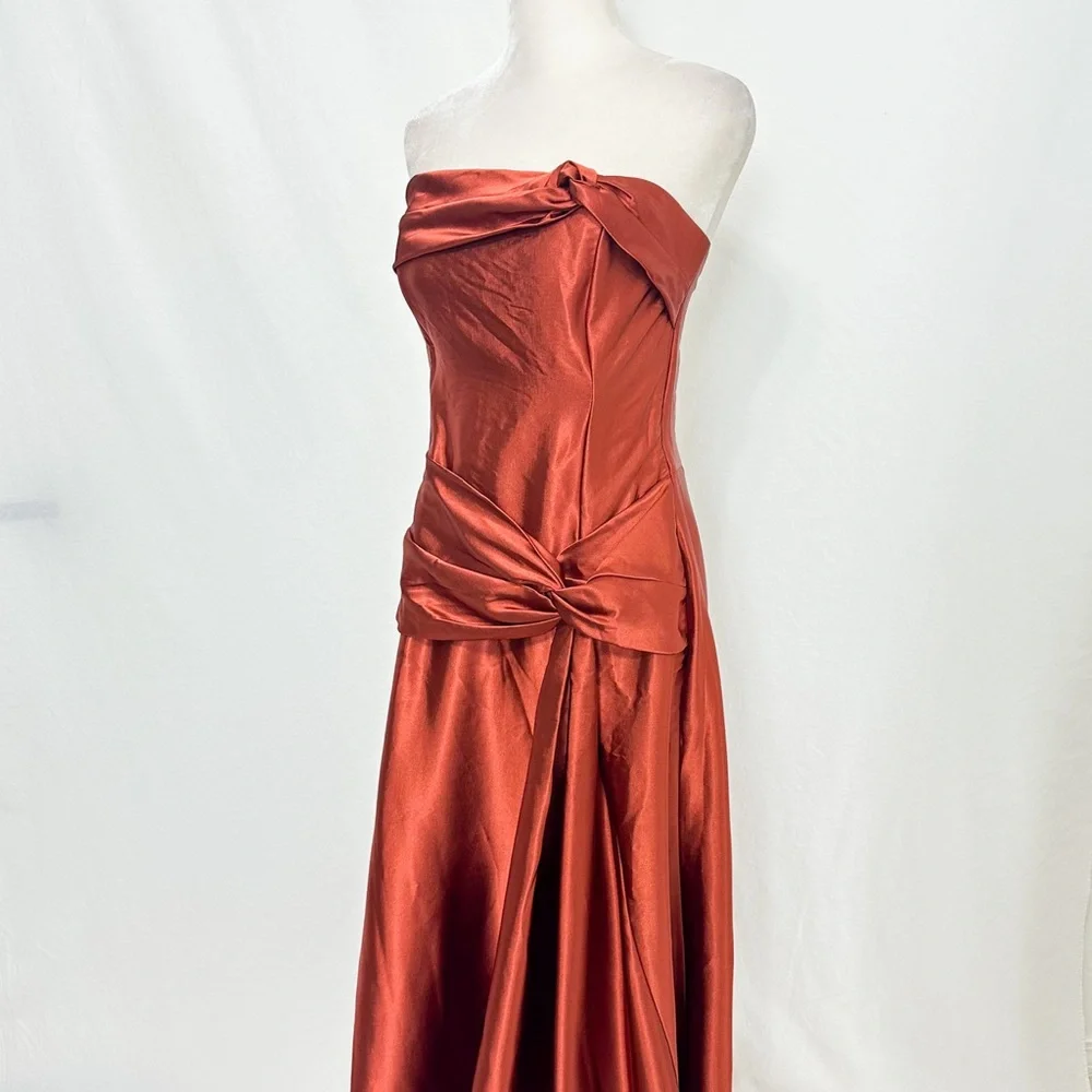 Jessica McClintock Strapless Rust Dress - Picture 5 of 8